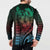 Hawaiian Sea Turtle Button Sweatshirt Green Hibiscus Flowers and Kakau Pattern