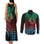 Hawaiian Sea Turtle Couples Matching Tank Maxi Dress and Long Sleeve Button Shirt Green Hibiscus Flowers and Kakau Pattern