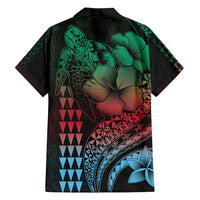Hawaiian Sea Turtle Family Matching Long Sleeve Bodycon Dress and Hawaiian Shirt Green Hibiscus Flowers and Kakau Pattern LT9 - Polynesian Pride