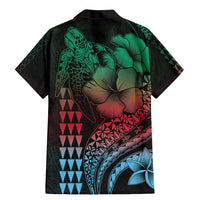 Hawaiian Sea Turtle Family Matching Mermaid Dress and Hawaiian Shirt Green Hibiscus Flowers and Kakau Pattern LT9 - Polynesian Pride