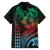 Hawaiian Sea Turtle Family Matching Off Shoulder Short Dress and Hawaiian Shirt Green Hibiscus Flowers and Kakau Pattern