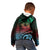 Hawaiian Sea Turtle Kid Hoodie Green Hibiscus Flowers and Kakau Pattern