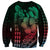 Hawaiian Sea Turtle Sweatshirt Green Hibiscus Flowers and Kakau Pattern