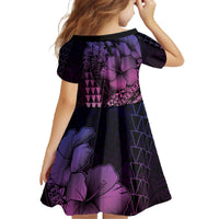 Hawaiian Sea Turtle Family Matching Off The Shoulder Long Sleeve Dress and Hawaiian Shirt Pink Hibiscus Flowers and Kakau Pattern LT9 - Polynesian Pride