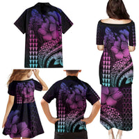 Hawaiian Sea Turtle Family Matching Puletasi and Hawaiian Shirt Pink Hibiscus Flowers and Kakau Pattern LT9 - Polynesian Pride