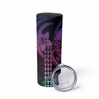 Hawaiian Sea Turtle Skinny Tumbler Pink Hibiscus Flowers and Kakau Pattern LT9 - Polynesian Pride