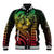 Hawaiian Sea Turtle Baseball Jacket Reggae Hibiscus Flowers and Kakau Pattern