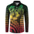 Hawaiian Sea Turtle Button Sweatshirt Reggae Hibiscus Flowers and Kakau Pattern