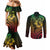 Hawaiian Sea Turtle Couples Matching Mermaid Dress and Long Sleeve Button Shirt Reggae Hibiscus Flowers and Kakau Pattern
