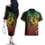 Hawaiian Sea Turtle Couples Matching Off The Shoulder Long Sleeve Dress and Hawaiian Shirt Reggae Hibiscus Flowers and Kakau Pattern