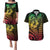 Hawaiian Sea Turtle Couples Matching Puletasi and Hawaiian Shirt Reggae Hibiscus Flowers and Kakau Pattern