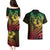 Hawaiian Sea Turtle Couples Matching Puletasi and Hawaiian Shirt Reggae Hibiscus Flowers and Kakau Pattern
