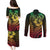 Hawaiian Sea Turtle Couples Matching Puletasi and Long Sleeve Button Shirt Reggae Hibiscus Flowers and Kakau Pattern