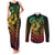 Hawaiian Sea Turtle Couples Matching Tank Maxi Dress and Long Sleeve Button Shirt Reggae Hibiscus Flowers and Kakau Pattern