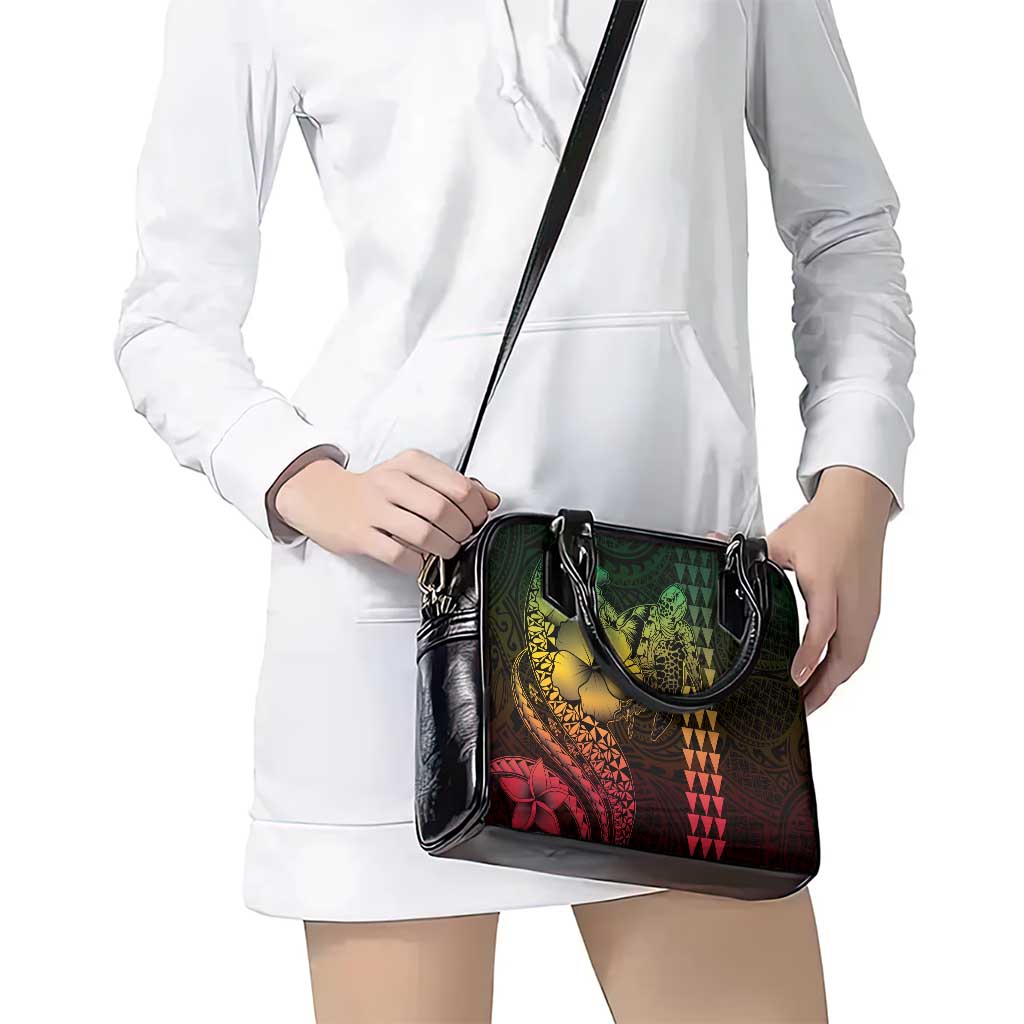 Hawaiian Sea Turtle Shoulder Handbag Reggae Hibiscus Flowers and Kakau Pattern LT9 - Polynesian Pride