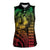 Hawaiian Sea Turtle Women Sleeveless Polo Shirt Reggae Hibiscus Flowers and Kakau Pattern