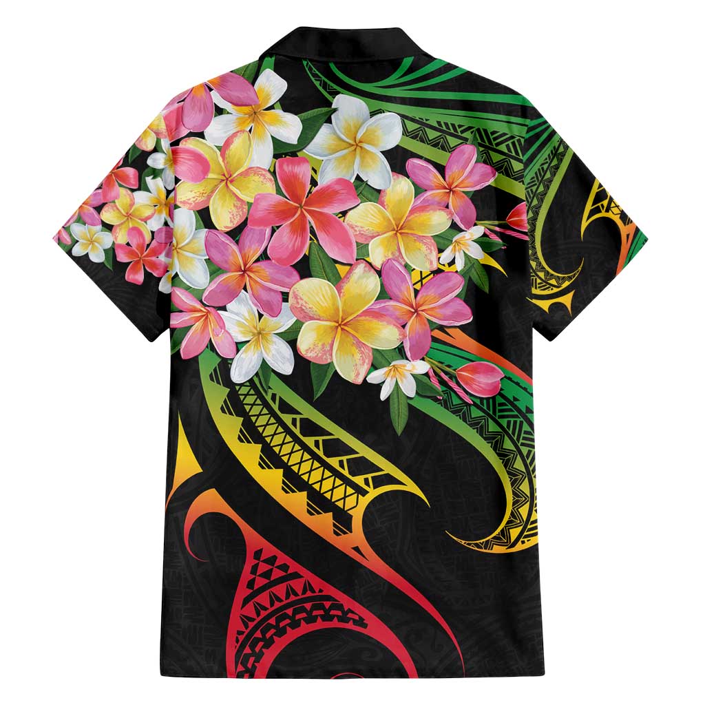 Kiribati Red Jasmine Mango Family Matching Long Sleeve Bodycon Dress and Hawaiian Shirt Reggae Polynesian Art Vibe LT9 - Polynesian Pride