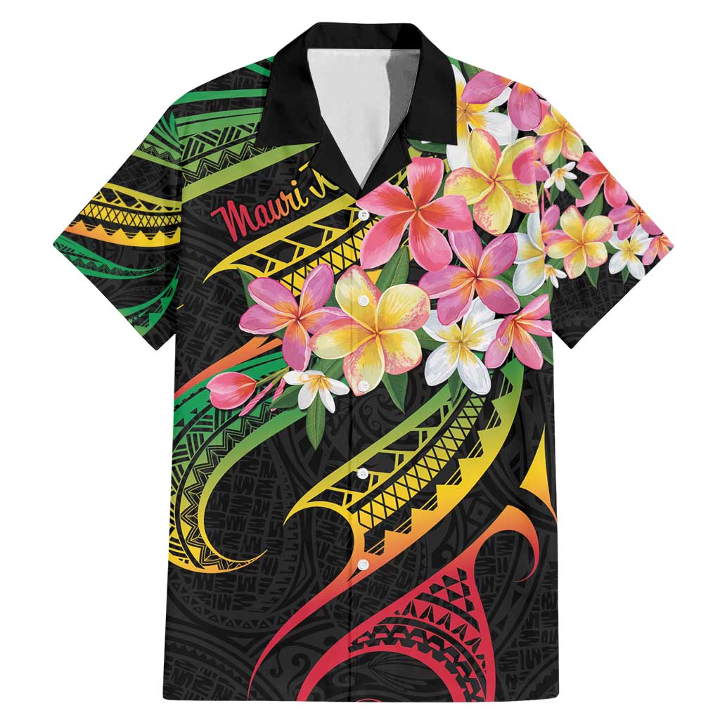 Kiribati Red Jasmine Mango Family Matching Mermaid Dress and Hawaiian Shirt Reggae Polynesian Art Vibe LT9 Dad's Shirt - Short Sleeve Reggae - Polynesian Pride
