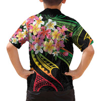 Kiribati Red Jasmine Mango Family Matching Off Shoulder Maxi Dress and Hawaiian Shirt Reggae Polynesian Art Vibe LT9 - Polynesian Pride