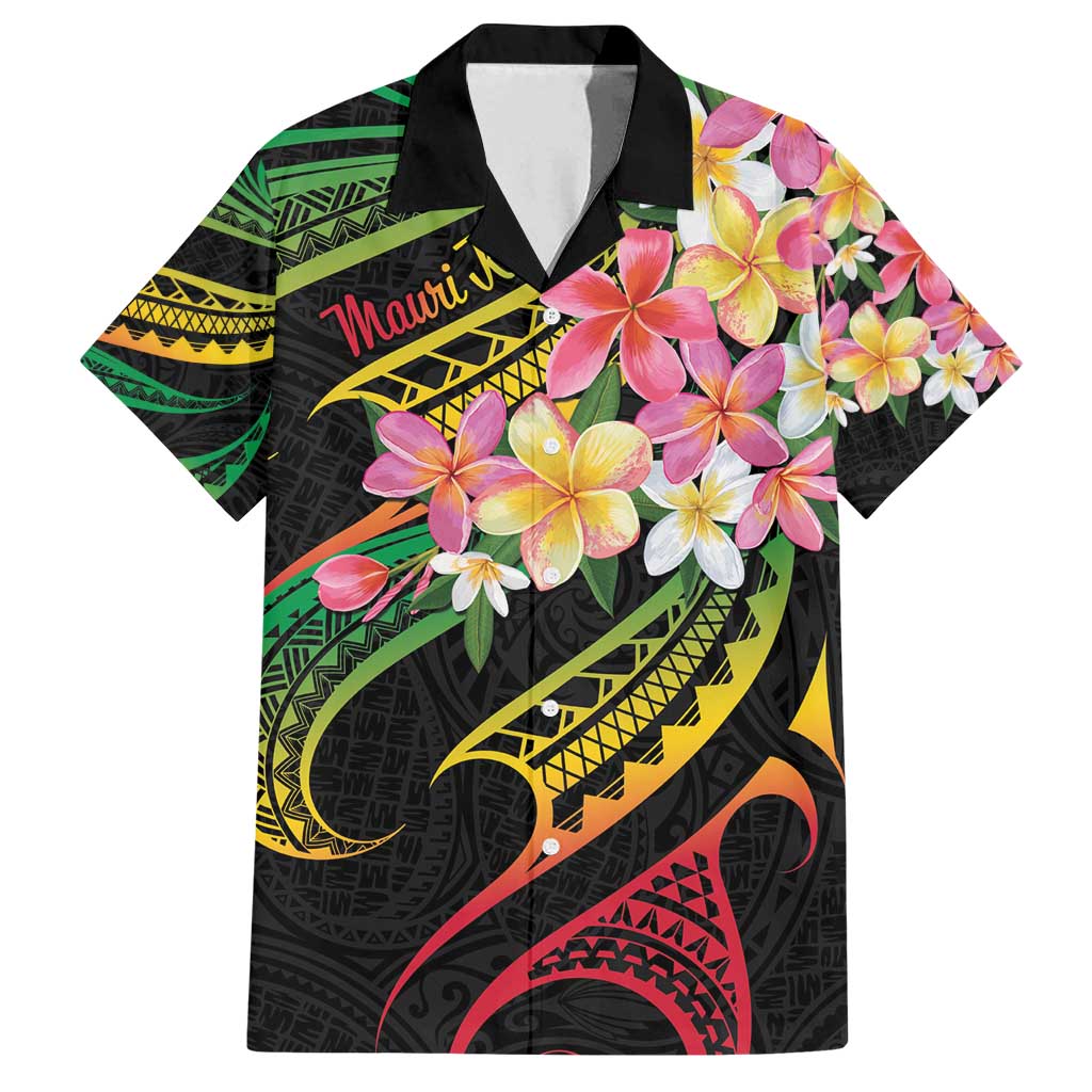 Kiribati Red Jasmine Mango Family Matching Off Shoulder Maxi Dress and Hawaiian Shirt Reggae Polynesian Art Vibe LT9 Dad's Shirt - Short Sleeve Reggae - Polynesian Pride