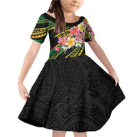 Kiribati Red Jasmine Mango Family Matching Off Shoulder Short Dress and Hawaiian Shirt Reggae Polynesian Art Vibe LT9 Daughter's Dress Reggae - Polynesian Pride