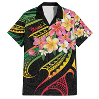 Kiribati Red Jasmine Mango Family Matching Puletasi and Hawaiian Shirt Reggae Polynesian Art Vibe LT9 Dad's Shirt - Short Sleeve Reggae - Polynesian Pride