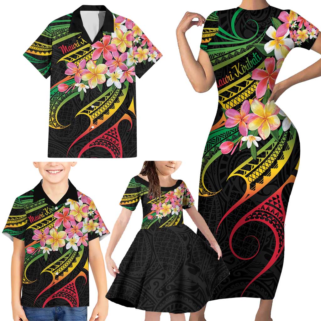 Kiribati Red Jasmine Mango Family Matching Short Sleeve Bodycon Dress and Hawaiian Shirt Reggae Polynesian Art Vibe LT9 - Polynesian Pride