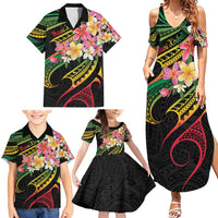 Kiribati Red Jasmine Mango Family Matching Summer Maxi Dress and Hawaiian Shirt Reggae Polynesian Art Vibe LT9 - Polynesian Pride