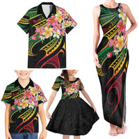 Kiribati Red Jasmine Mango Family Matching Tank Maxi Dress and Hawaiian Shirt Reggae Polynesian Art Vibe LT9 - Polynesian Pride