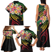 Kiribati Red Jasmine Mango Family Matching Tank Maxi Dress and Hawaiian Shirt Reggae Polynesian Art Vibe LT9 - Polynesian Pride