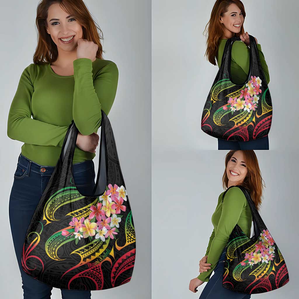 Kiribati Red Jasmine Mango Grocery Bag Reggae Polynesian Art Vibe