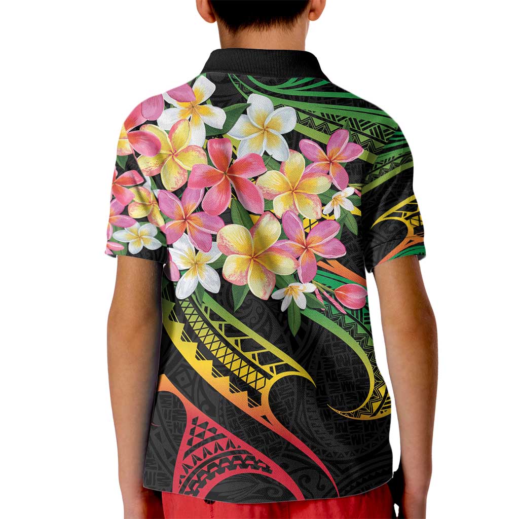 Kiribati Red Jasmine Mango Kid Polo Shirt Reggae Polynesian Art Vibe LT9 - Polynesian Pride