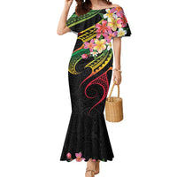 Kiribati Red Jasmine Mango Mermaid Dress Reggae Polynesian Art Vibe