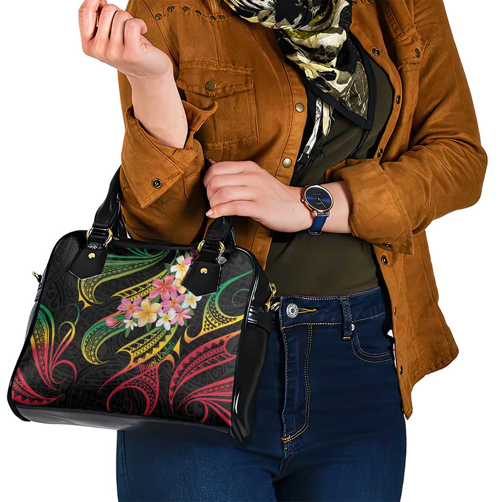 Kiribati Red Jasmine Mango Shoulder Handbag Reggae Polynesian Art Vibe