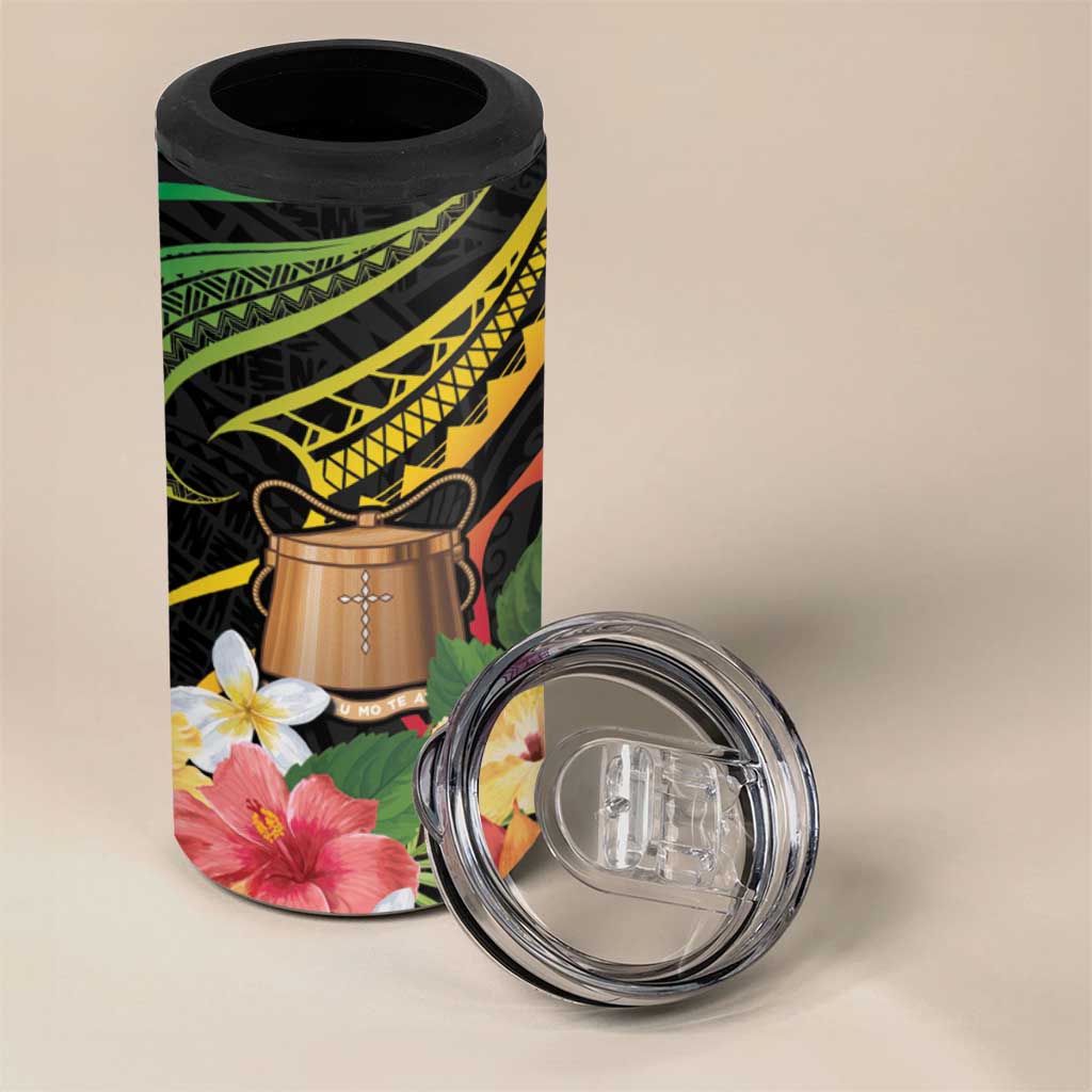 Personalised Tokelau Tropical Flowers 4 in 1 Can Cooler Tumbler Reggae Polynesian Art Vibe LT9 - Polynesian Pride