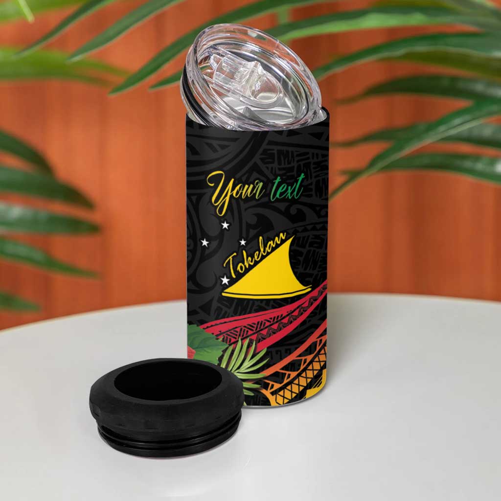 Personalised Tokelau Tropical Flowers 4 in 1 Can Cooler Tumbler Reggae Polynesian Art Vibe LT9 - Polynesian Pride