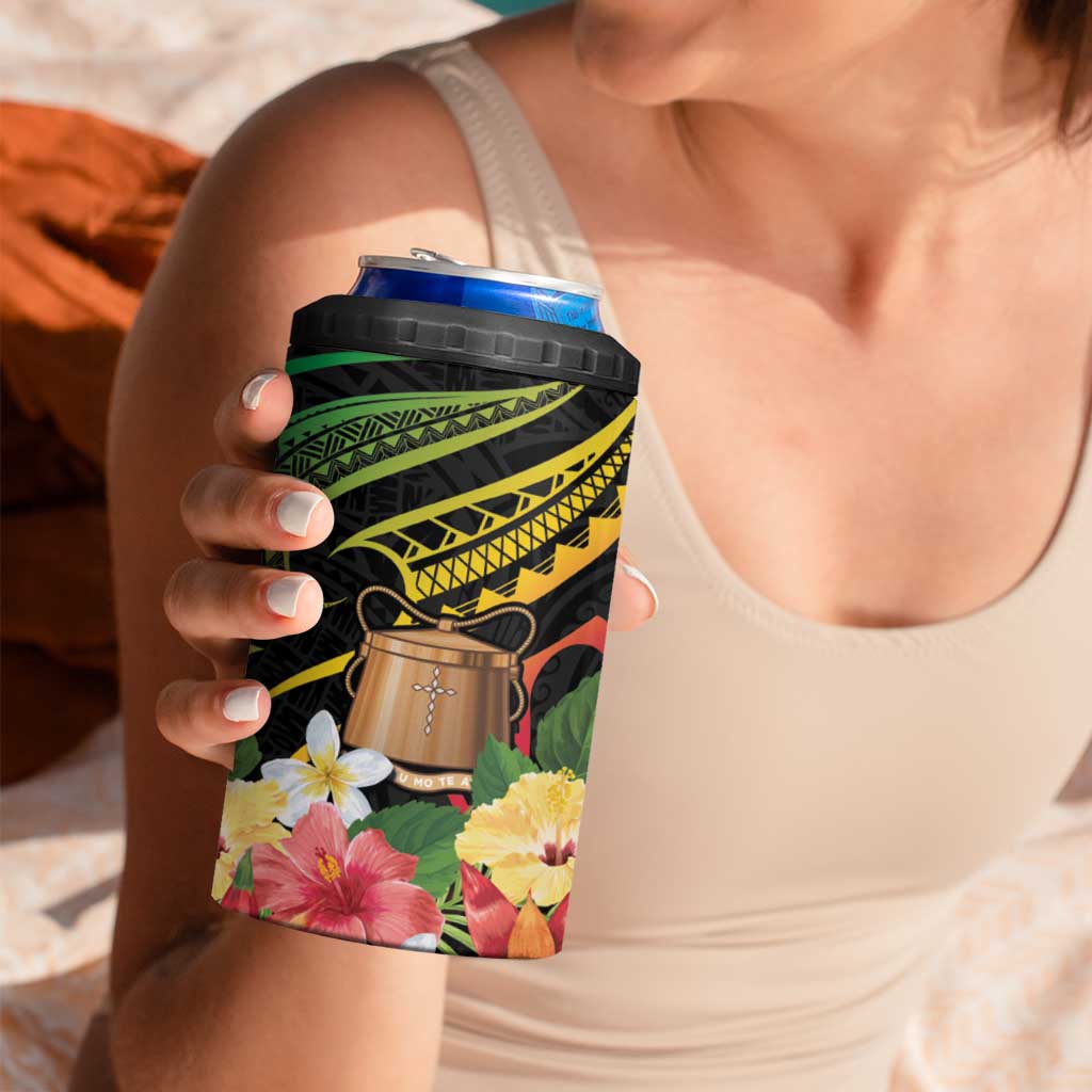Personalised Tokelau Tropical Flowers 4 in 1 Can Cooler Tumbler Reggae Polynesian Art Vibe LT9 - Polynesian Pride