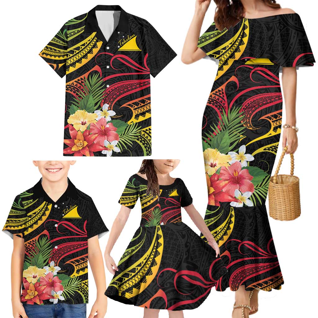 Personalised Tokelau Tropical Flowers Family Matching Mermaid Dress and Hawaiian Shirt Reggae Polynesian Art Vibe LT9 - Polynesian Pride