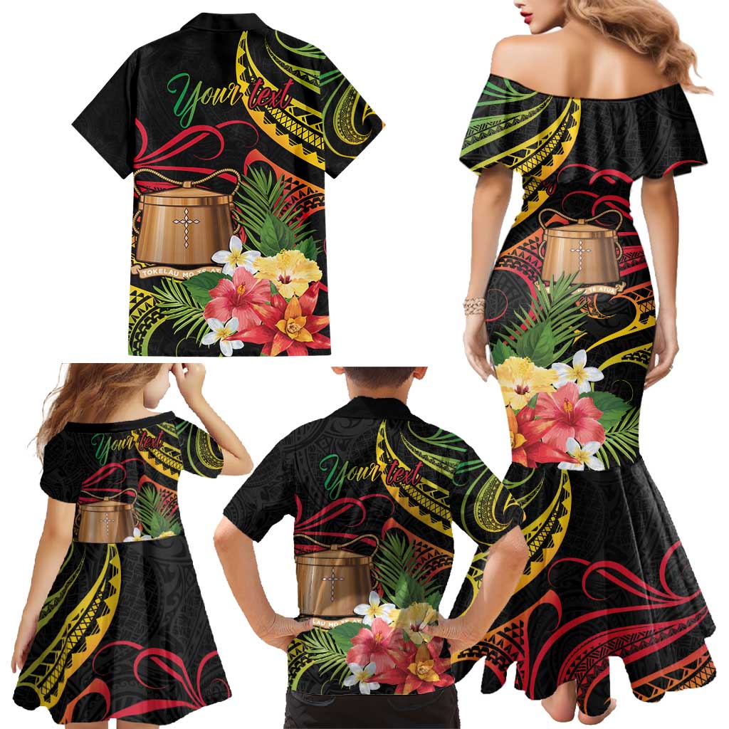 Personalised Tokelau Tropical Flowers Family Matching Mermaid Dress and Hawaiian Shirt Reggae Polynesian Art Vibe LT9 - Polynesian Pride