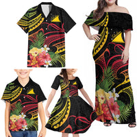 Personalised Tokelau Tropical Flowers Family Matching Off Shoulder Maxi Dress and Hawaiian Shirt Reggae Polynesian Art Vibe LT9 - Polynesian Pride