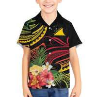 Personalised Tokelau Tropical Flowers Family Matching Off Shoulder Maxi Dress and Hawaiian Shirt Reggae Polynesian Art Vibe LT9 Son's Shirt Reggae - Polynesian Pride