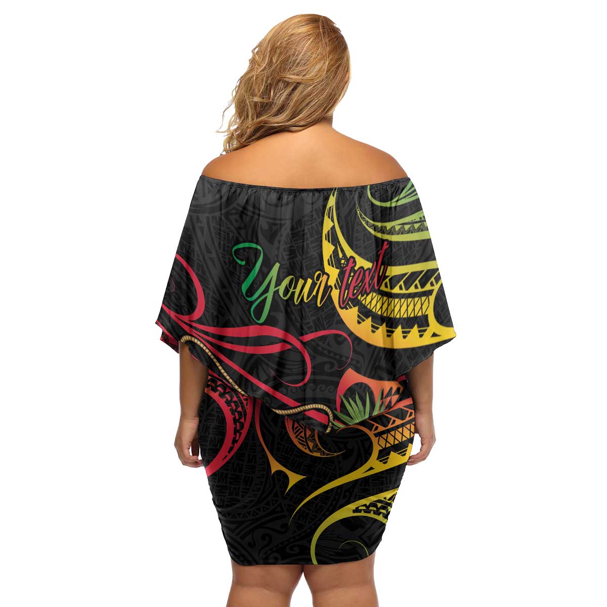 Personalised Tokelau Tropical Flowers Family Matching Off Shoulder Short Dress and Hawaiian Shirt Reggae Polynesian Art Vibe