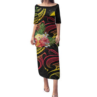 Personalised Tokelau Tropical Flowers Family Matching Puletasi and Hawaiian Shirt Reggae Polynesian Art Vibe LT9 Mom's Dress Reggae - Polynesian Pride