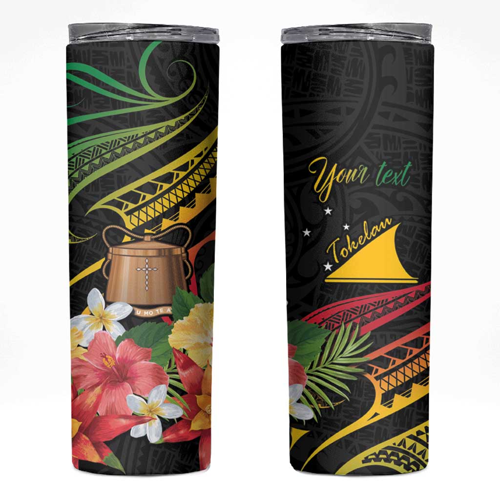 Personalised Tokelau Tropical Flowers Skinny Tumbler Reggae Polynesian Art Vibe LT9 Reggae - Polynesian Pride