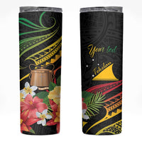 Personalised Tokelau Tropical Flowers Skinny Tumbler Reggae Polynesian Art Vibe LT9 Reggae - Polynesian Pride