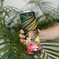 Personalised Tokelau Tropical Flowers Skinny Tumbler Reggae Polynesian Art Vibe LT9 - Polynesian Pride