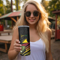 Personalised Tokelau Tropical Flowers Skinny Tumbler Reggae Polynesian Art Vibe LT9 - Polynesian Pride