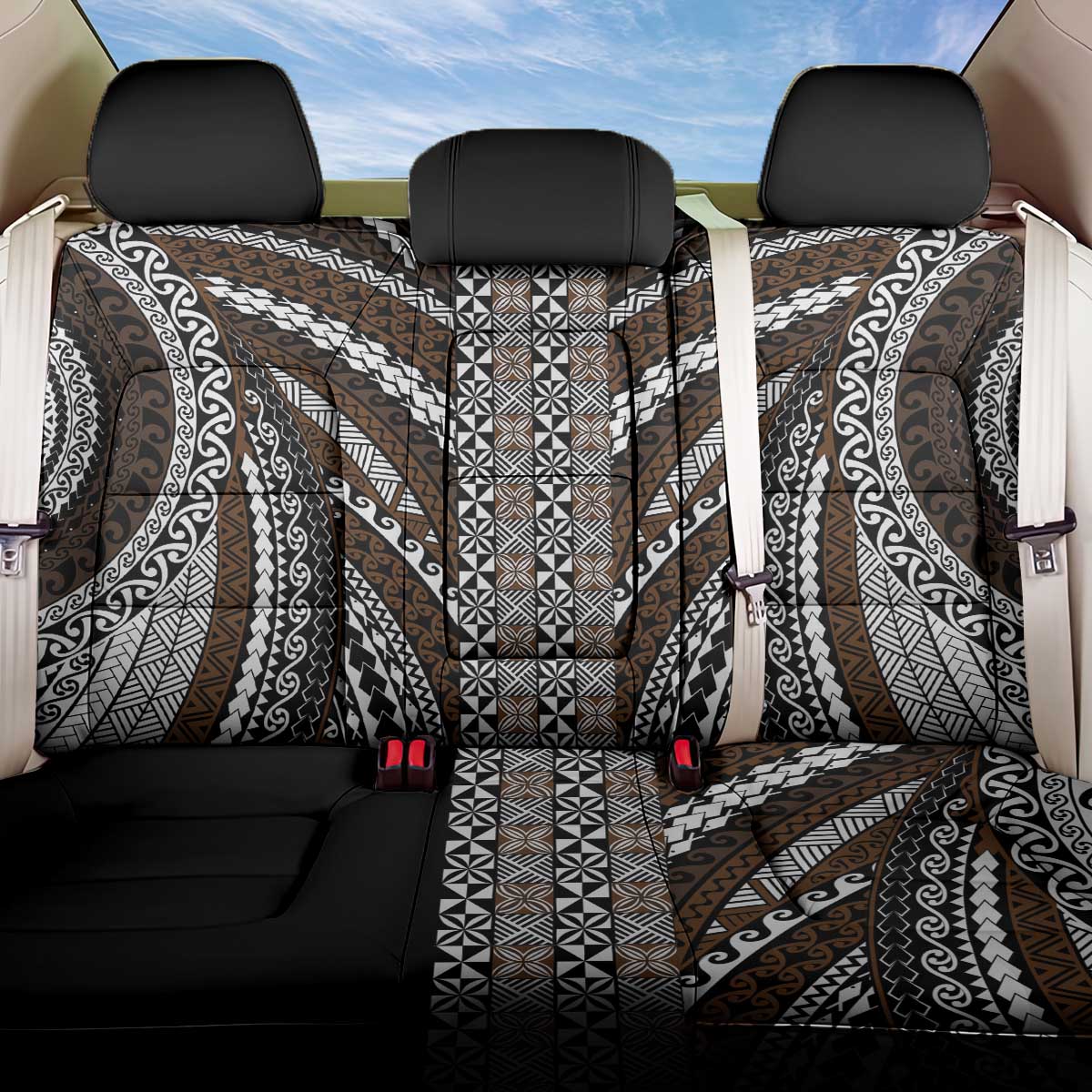 Brown Tongan Polynesian Tribal Back Car Seat Cover LT9 One Size Brown - Polynesian Pride