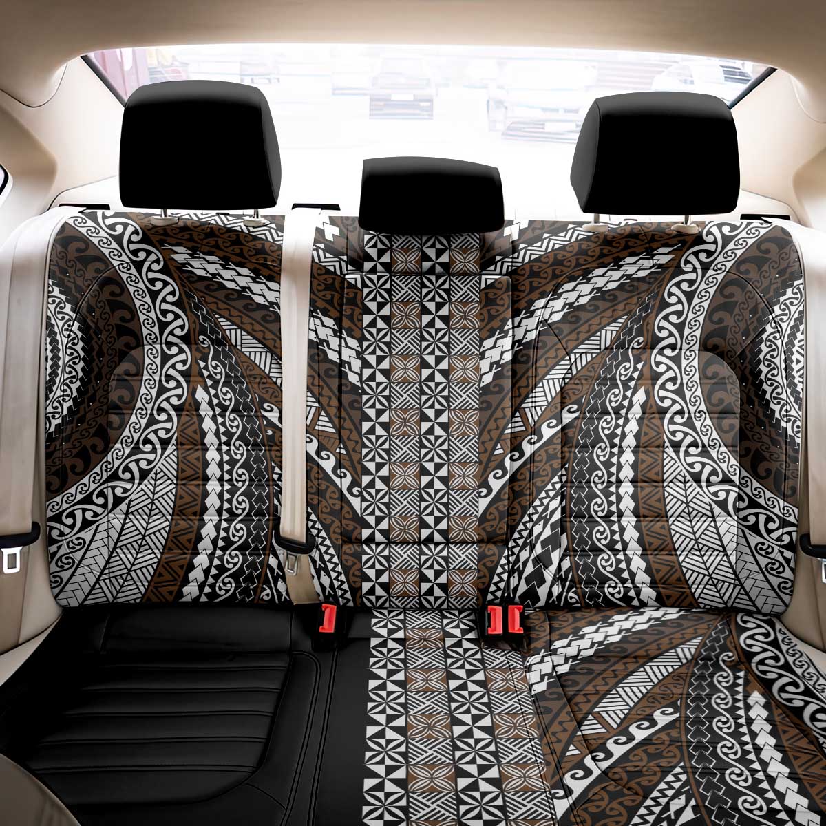 Brown Tongan Polynesian Tribal Back Car Seat Cover LT9 - Polynesian Pride