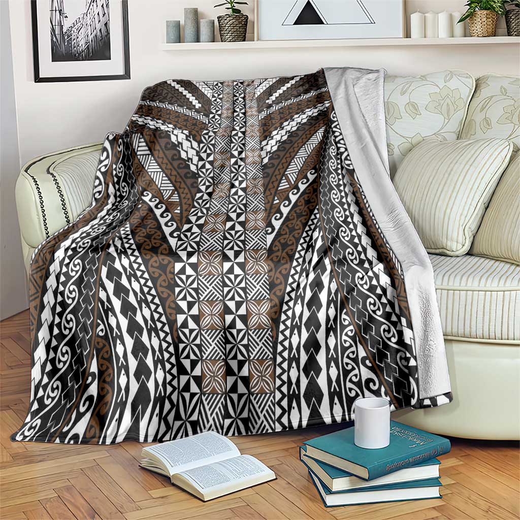 Brown Tongan Polynesian Tribal Blanket - Polynesian Pride